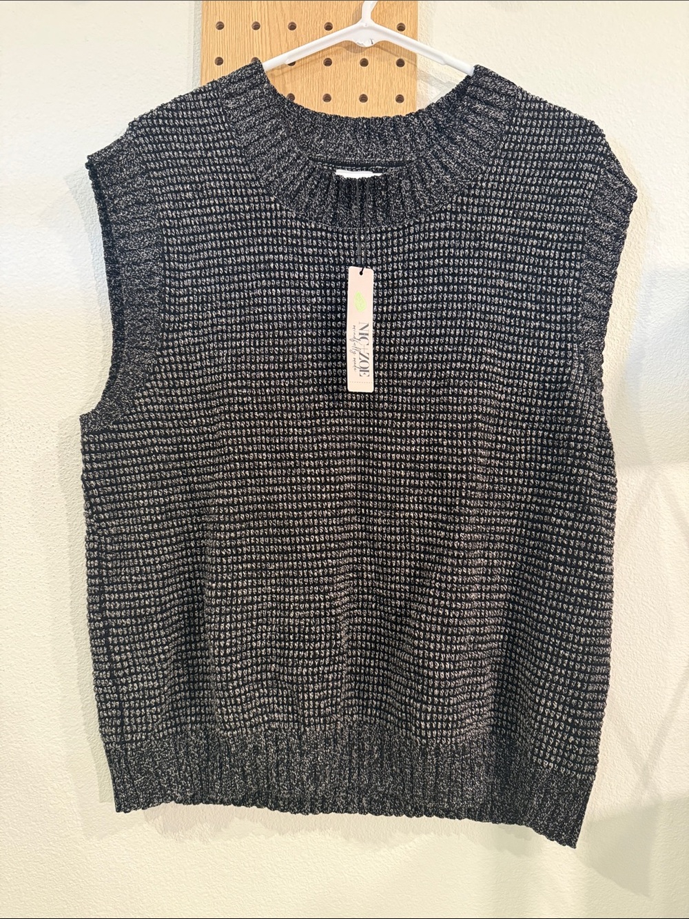 Nic & Zoe Charcoal Knit Sleeveless Sweater Vest